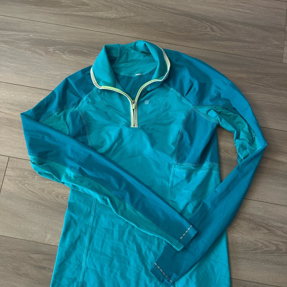 Lululemon Teal Long-Sleeve Half-Zip Top Size 6